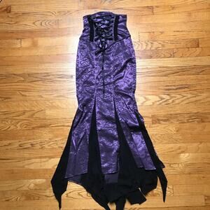 Vintage Lip Service Exit to Eden Gothic Victorian High Waist Purple Skirt XS